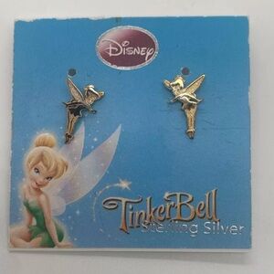NEW cute Disney Sterling Silver Tinkerbell Post Stud Earrings Tinker Bell 925